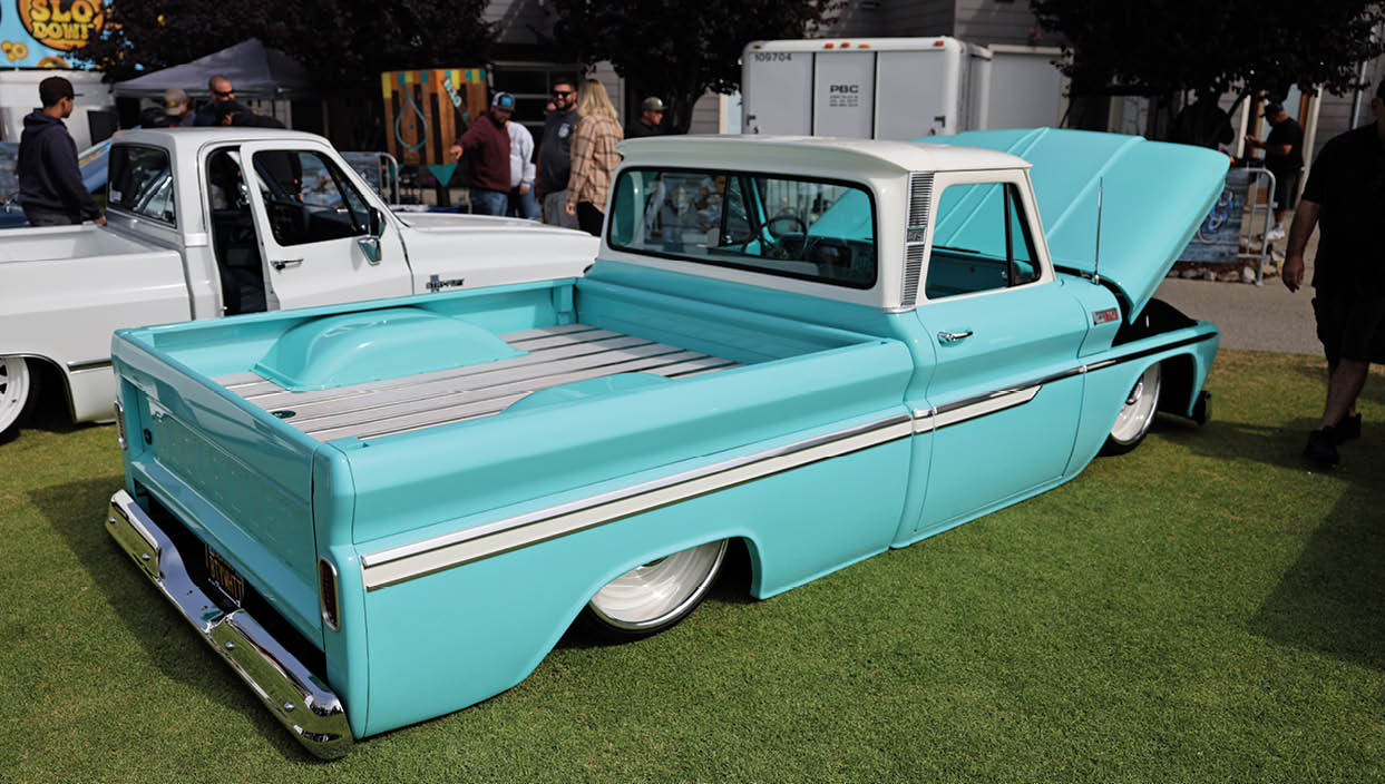 lowered aqua C10 truck