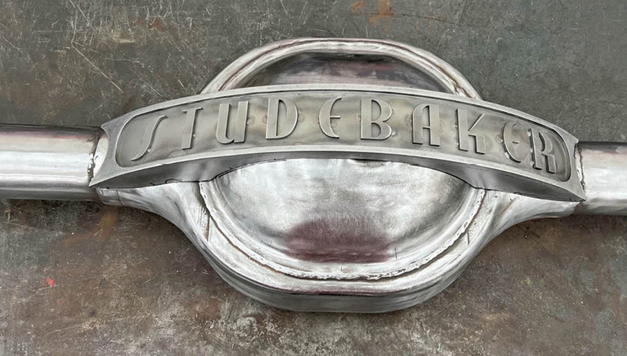A brace featuring the Studebaker logo was designed for the rear of the axle housing. Again, all the parts were CAD designed and laser cut, saving many hours of fabrication time.