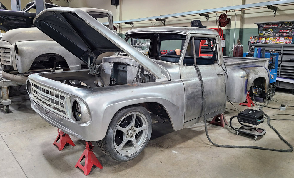 '64 Harvester pickup in workshop