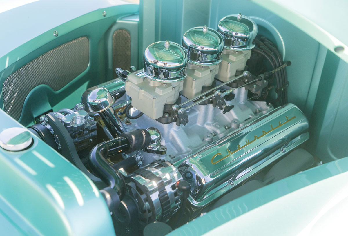 close up of engine in a ’40 Ford Pickup