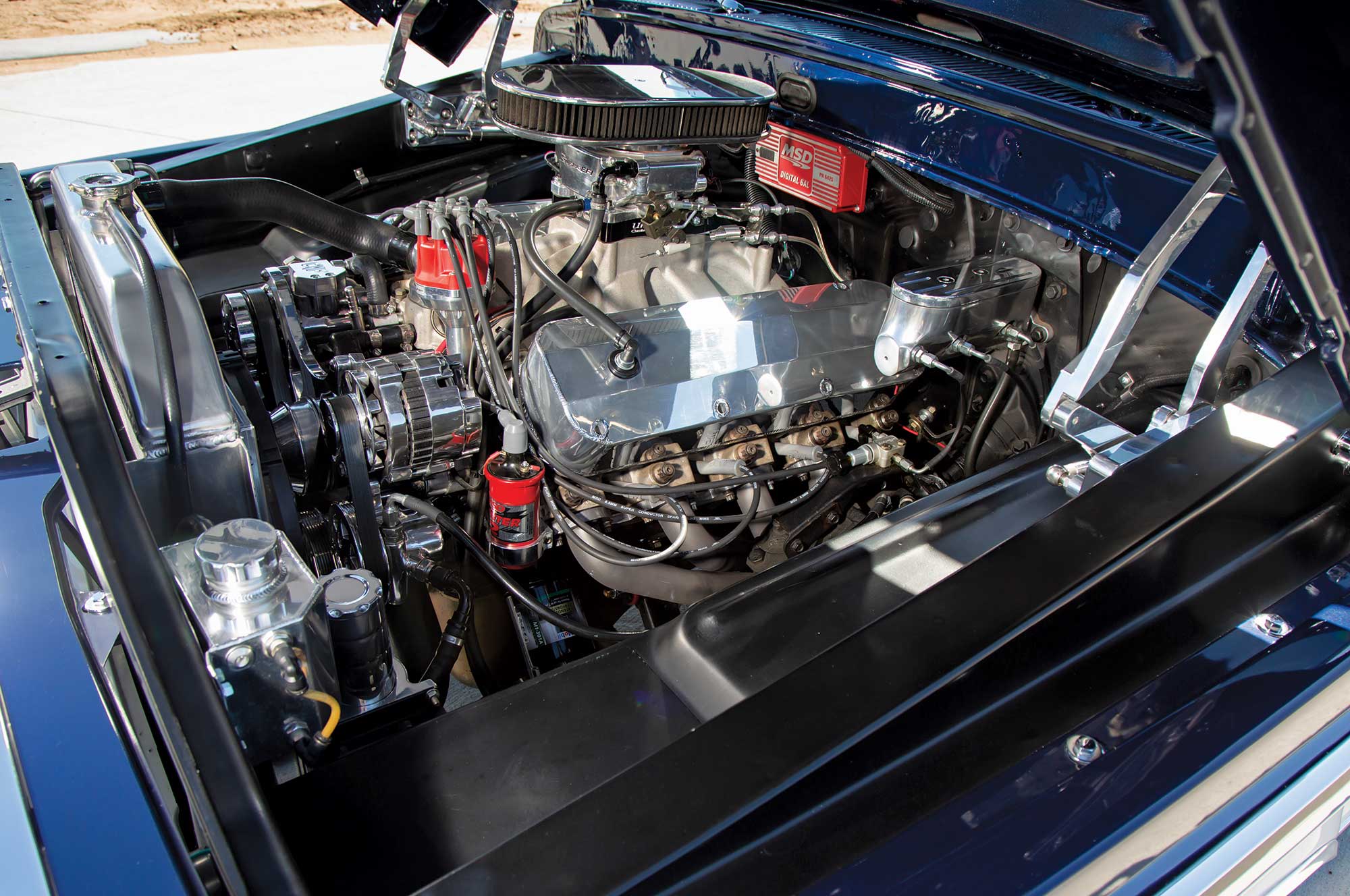 Close up of custom F-100 engine 