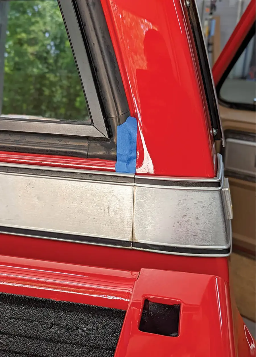 Painter’s tape can be used to ensure the removal and installation are not going to scratch your paint and you can realign the new trim easily.