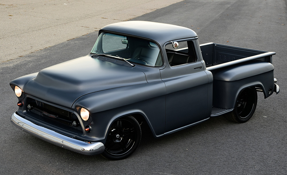 Satin black '55 Chevy