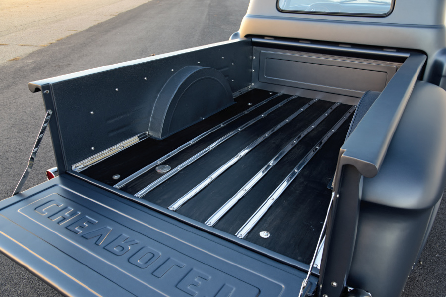 bed of trunk view of '55 Chevy Hauler