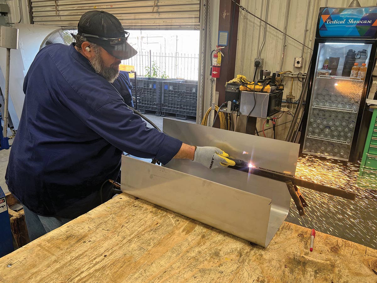 Once formed to the proper depth, the remaining steel was cut off with a plasma cutter to achieve the proper height when mated to the top panel. This is especially important on our application as the rear is 1-inch deeper than the front edge. 
