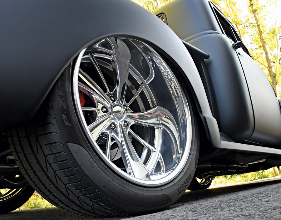 '54 Chevy 3100 rear wheel closeup