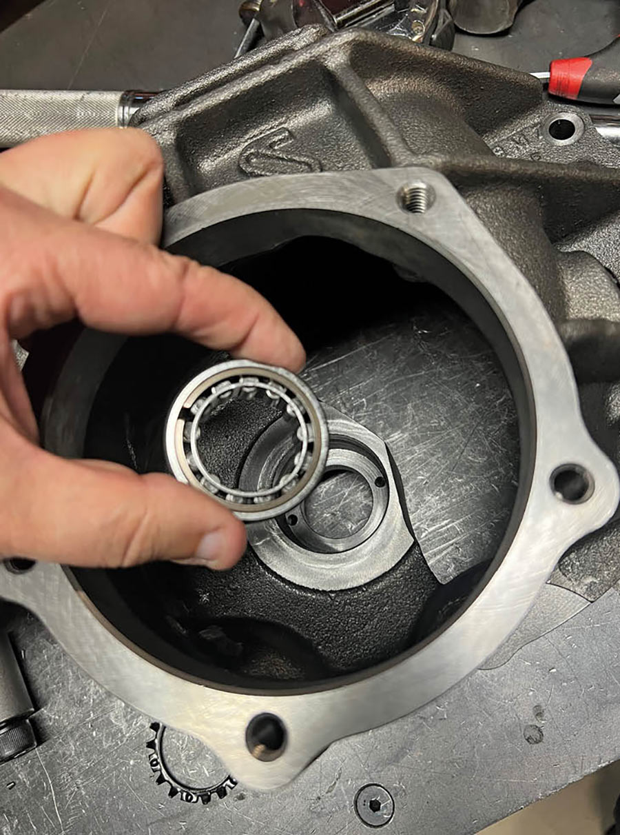 The two front pinion bearings fit in a removable support that attaches to the differential case, the additional pinion support bearings fit into a recess housing.