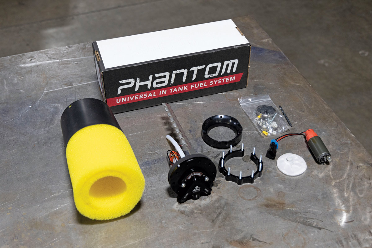 parts from the Aeromotive’s Phantom 325 returnless in-tank pump system