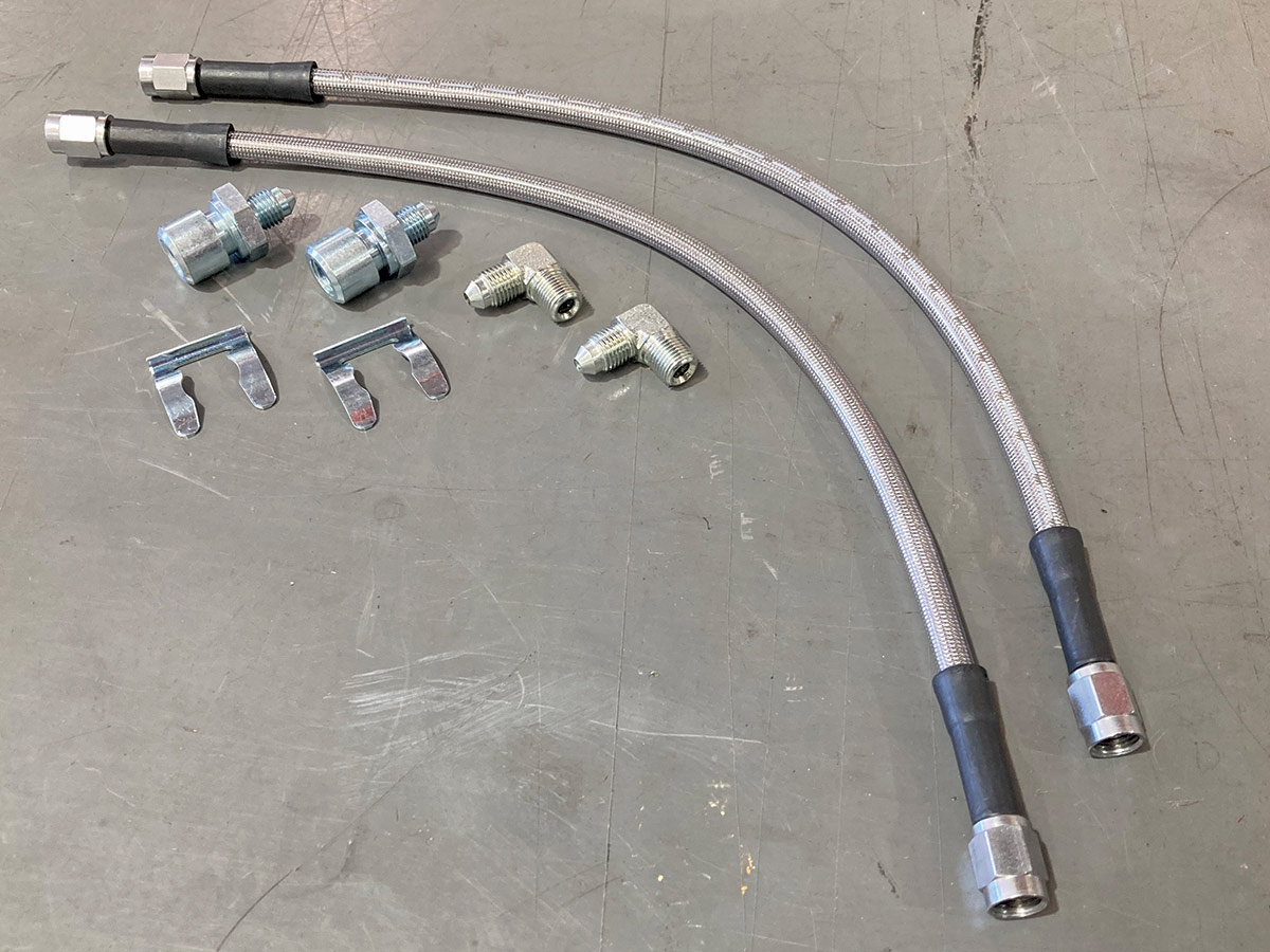 two stainless brake hoses 