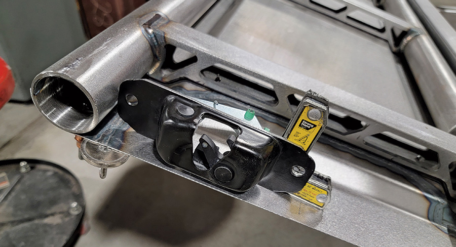 closeup of truck bed latch