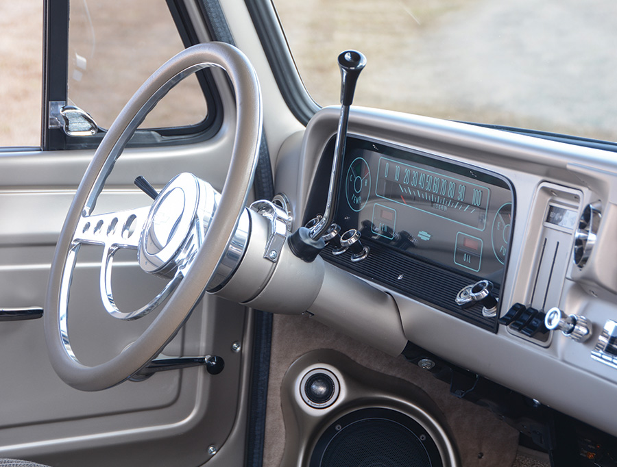 '66 Chevy C10 steering wheel and dashboard