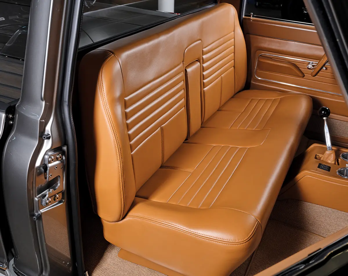 passenger side view of the ’68 Chevy C10 bench seating