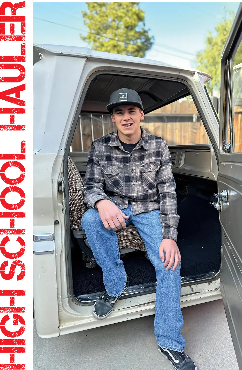 High School Hauler title; Ryan Reed sitting in a truck passenger seat