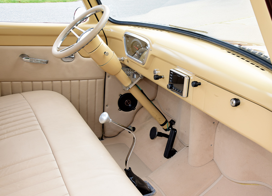 cream-colored interior of a '53 Ford F-100 truck