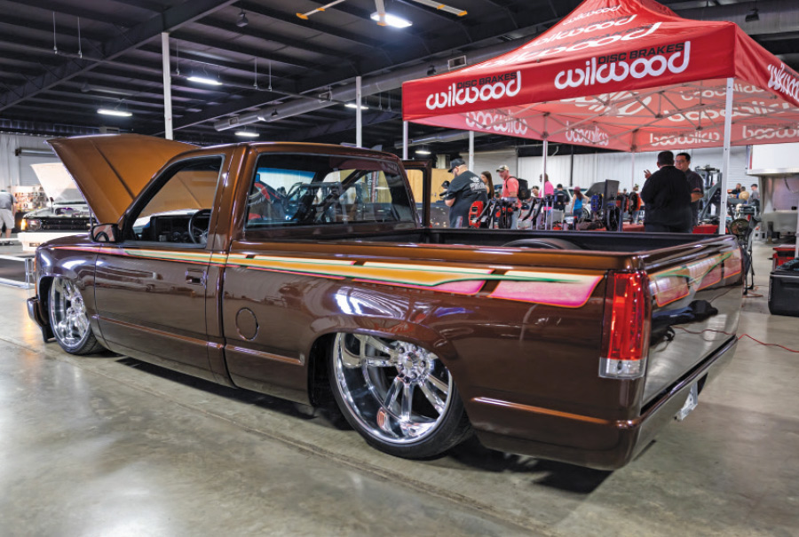 rear side view of brown truck