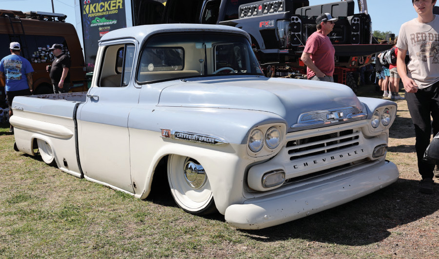 light blue truck with lower white half
