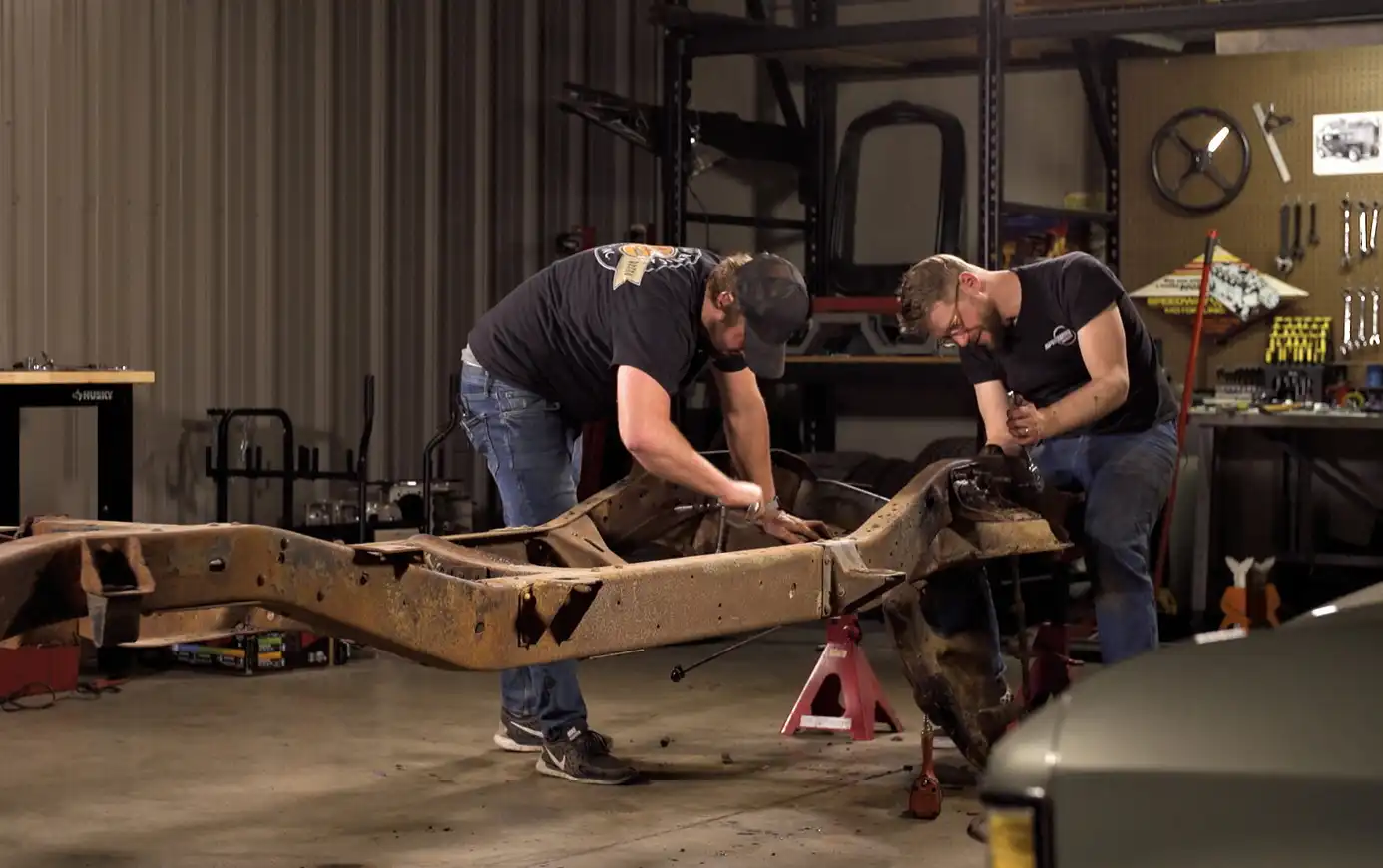 Though it was tempting to break out the torch, we were careful not to destroy any of the original suspension components during disassembly. You never know what you will need to reuse.