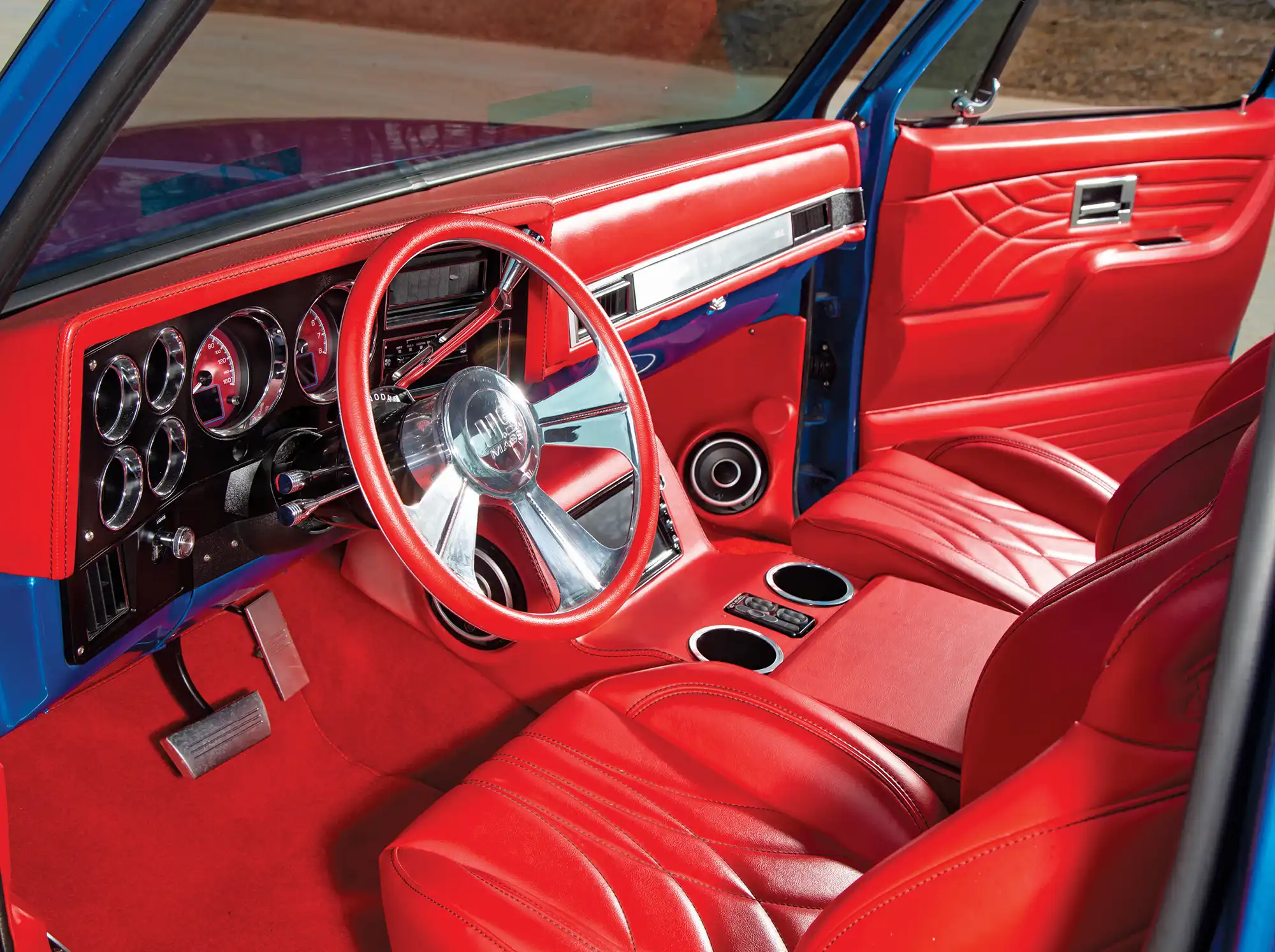 custom red interior dashboard