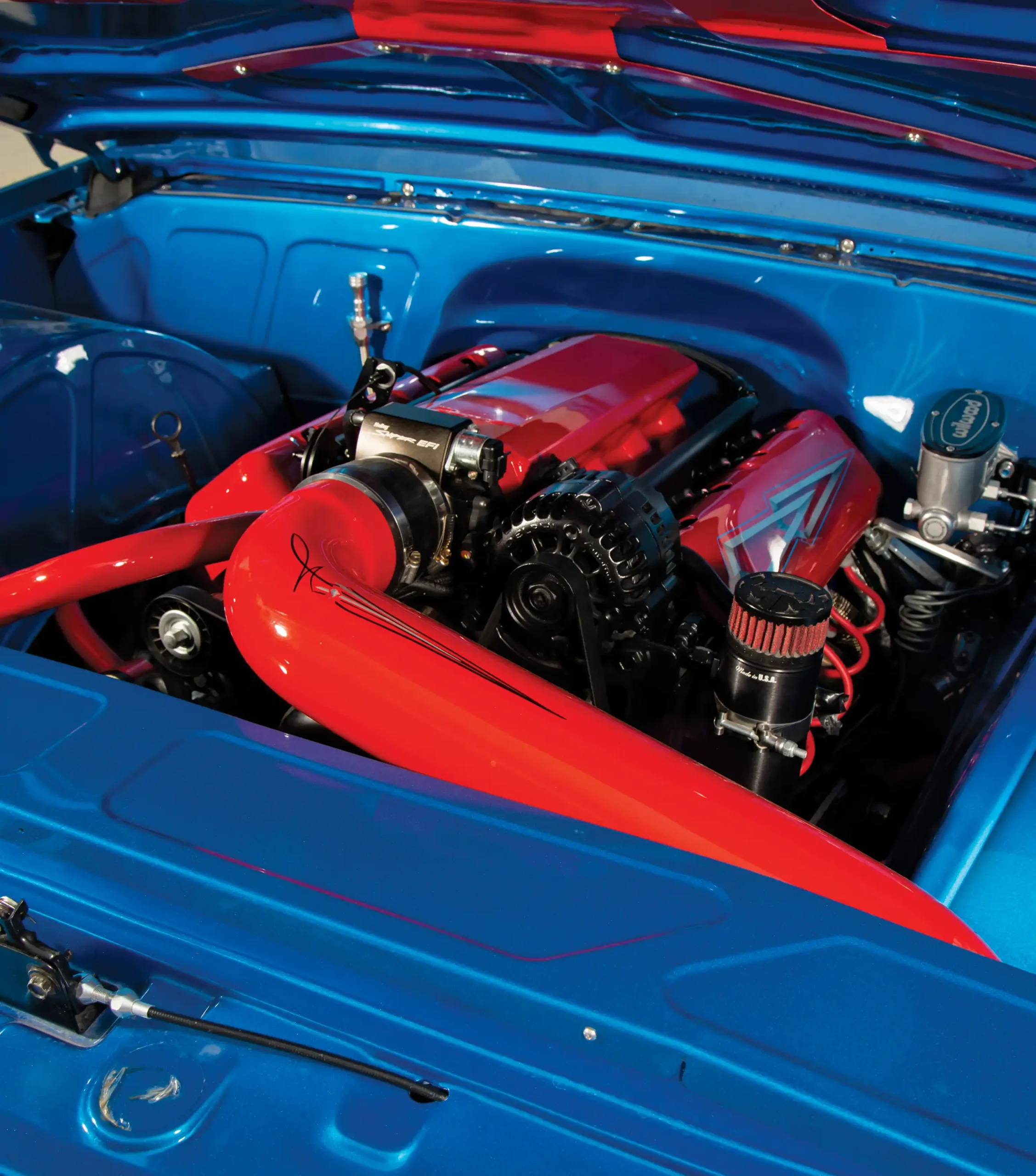 custom red and blue engine