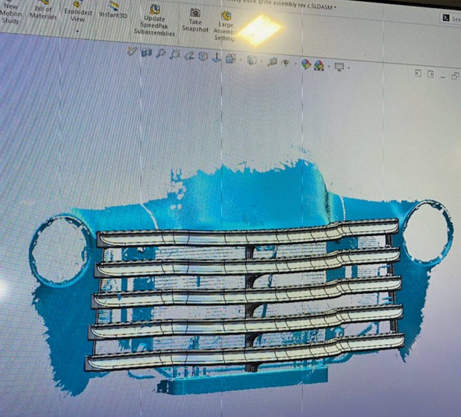 computer render of the front grille of a '51 Chevy