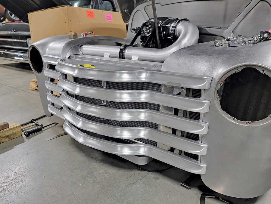 3/4 view of '51 Chevy with grille installed