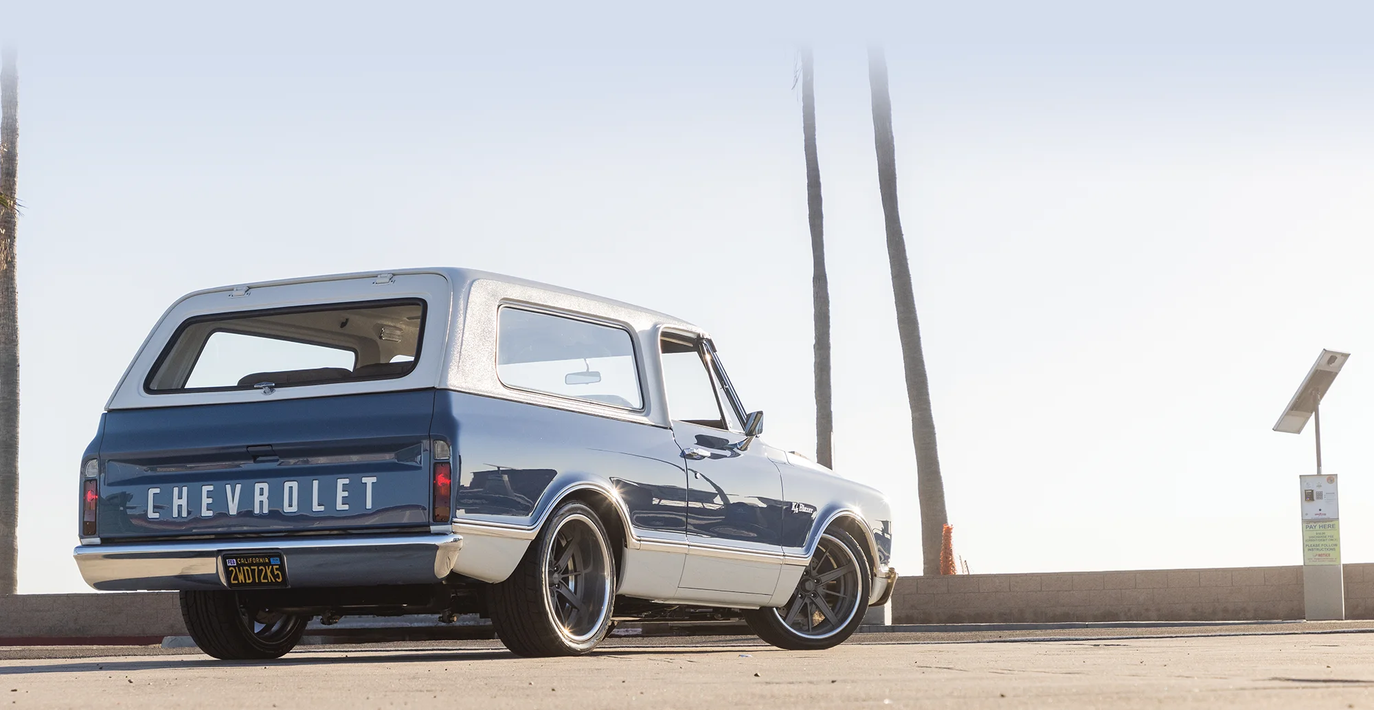 3/4 view of blue '72 Chevy Blazer