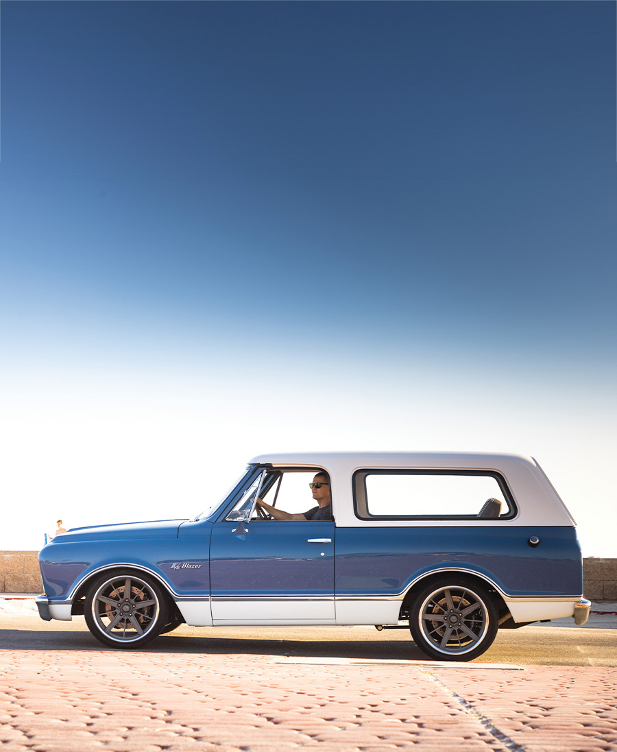 side view of blue '72 Chevy Blazer