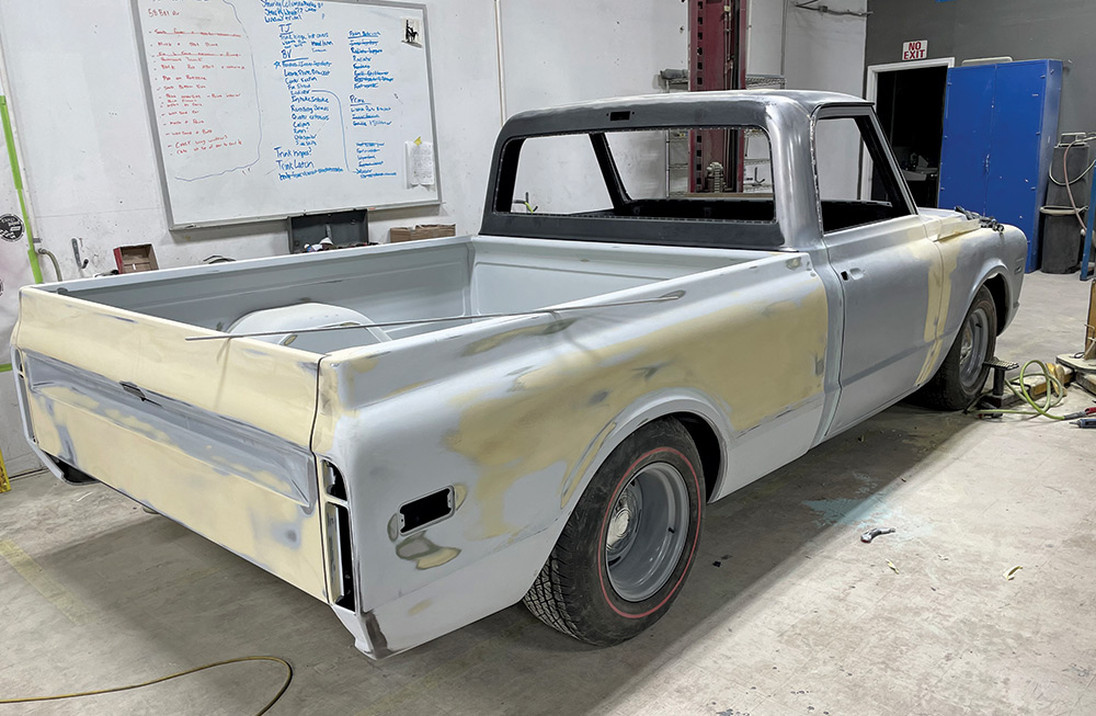 truck after filling, sanding, and primer