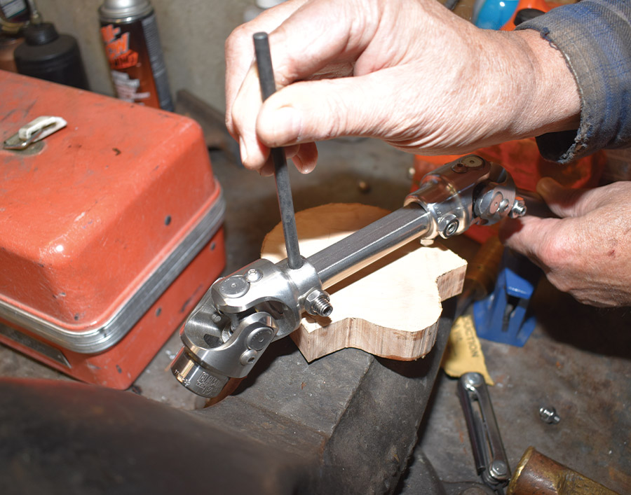 transfer punch being used to make indentations 7/8 inch from the ends of the shafts