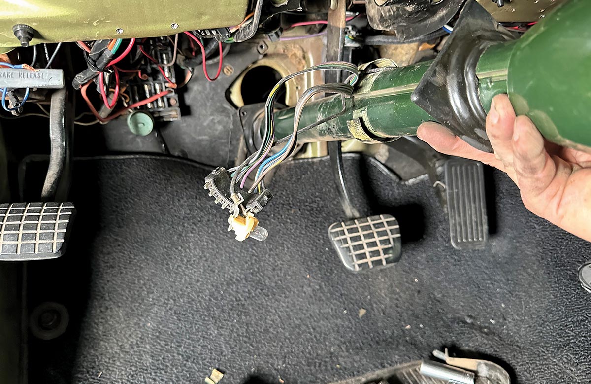 Tightening steering column bolt in a 1967-1972 Chevrolet C10