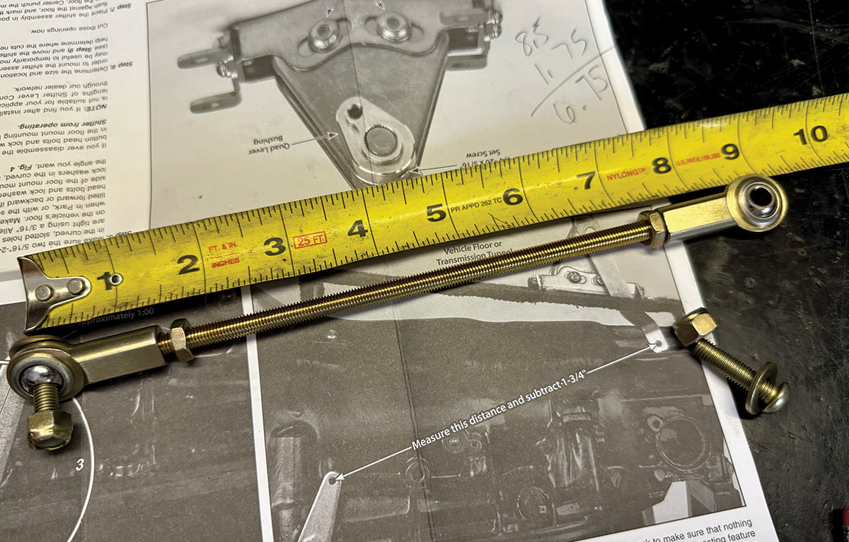 Adjusting the linkage rod for the Lokar shifter to ensure accurate transmission gear shifts
