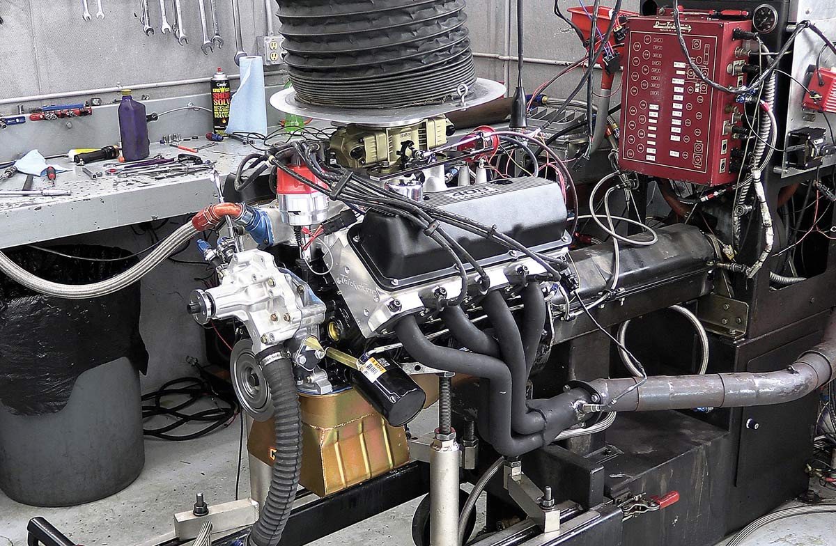 Dyno testing a fully assembled 408 Clevor engine with Milodon and Trick Flow parts