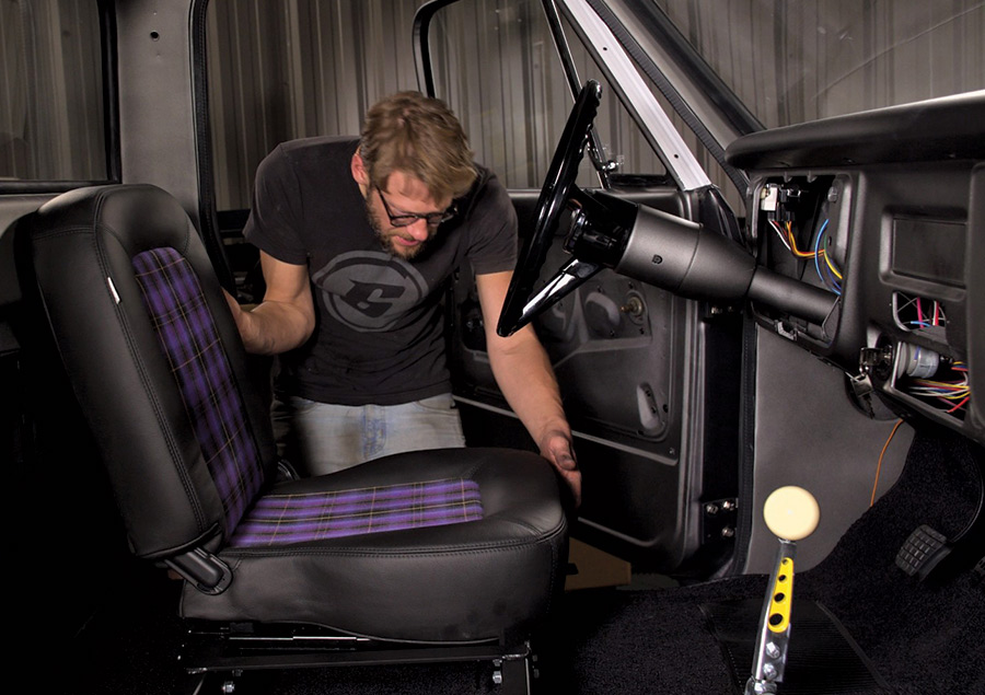 Custom upholstered driver's seat installation 1968 C10