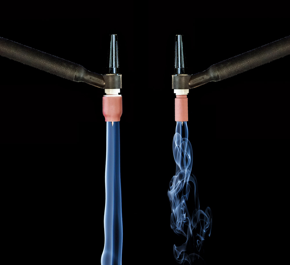 Detailed shot of a TIG welding gas lens with matching copper collet