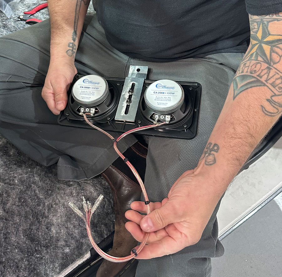bundled and zip-tied the pre-soldered speaker leads