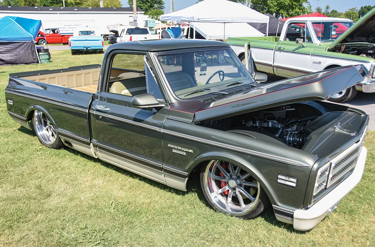 1972 Chevrolet C10 Cheyenne Super with a sleek, custom two-tone paint job and high-performance upgrades