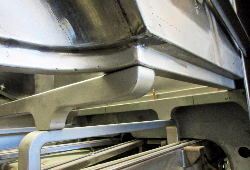 Cross member support structure installed beneath the F-100 bed