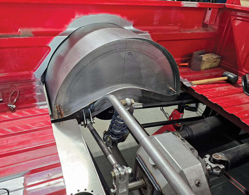 Custom-built, heavy-duty wheel tub in-progress for Chevy OBS truck