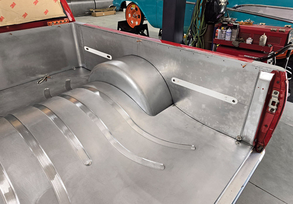 Chevy OBS bed with additional metal plating and custom wheel well enhancements