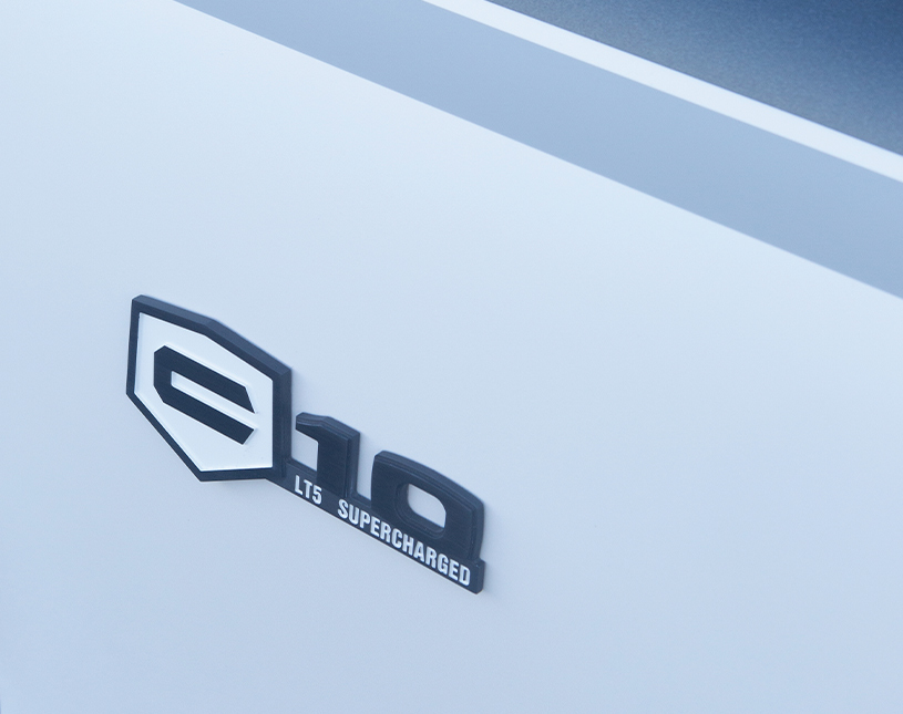 custom C10 emblem on 1969 Chevrolet C10 side panel, denoting the supercharged LT5 engine upgrade