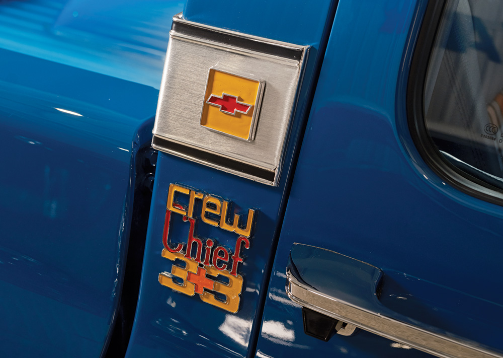 1979 Chevy Crew Cab Crew Chief emblem detailed badge vintage truck restoration