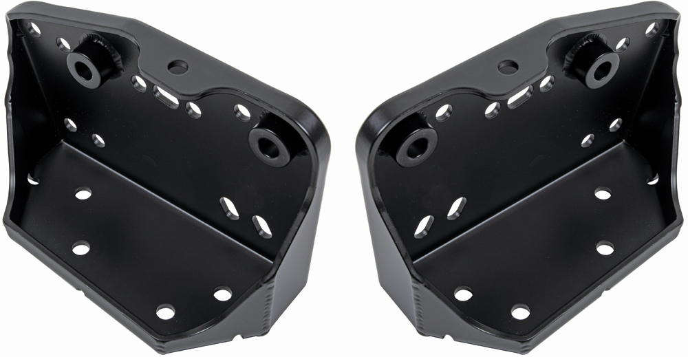 DSE upper control arm mounts with precision-drilled holes for adjustable suspension geometry in Chevy C10 builds