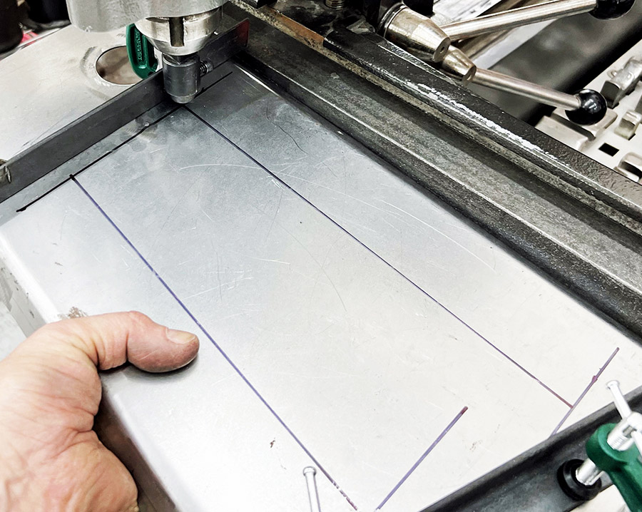 Sheet metal forming Pullmax die in action custom flanged edge fabrication process vintage car