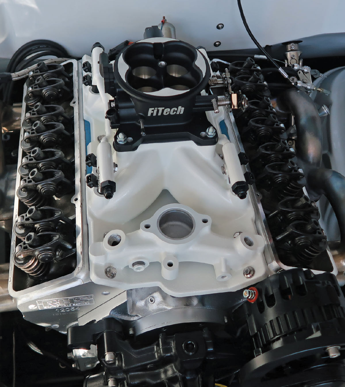 FiTech Ultra Port EFI system fully installed on a small-block Chevy engine for optimal performance and efficiency