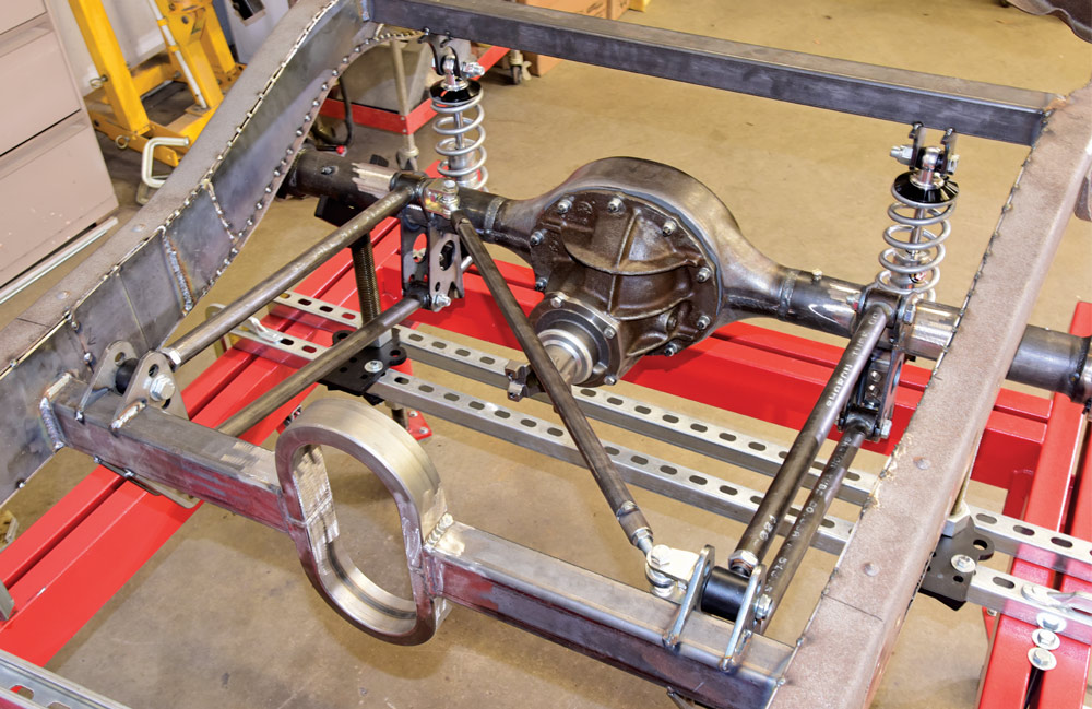 Rear suspension assembly installed on 1946 Chevy truck frame