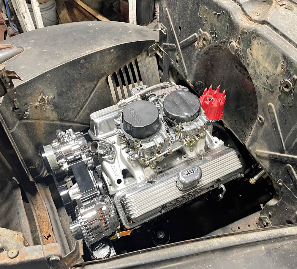 1946 Chevy V8 installed in engine bay