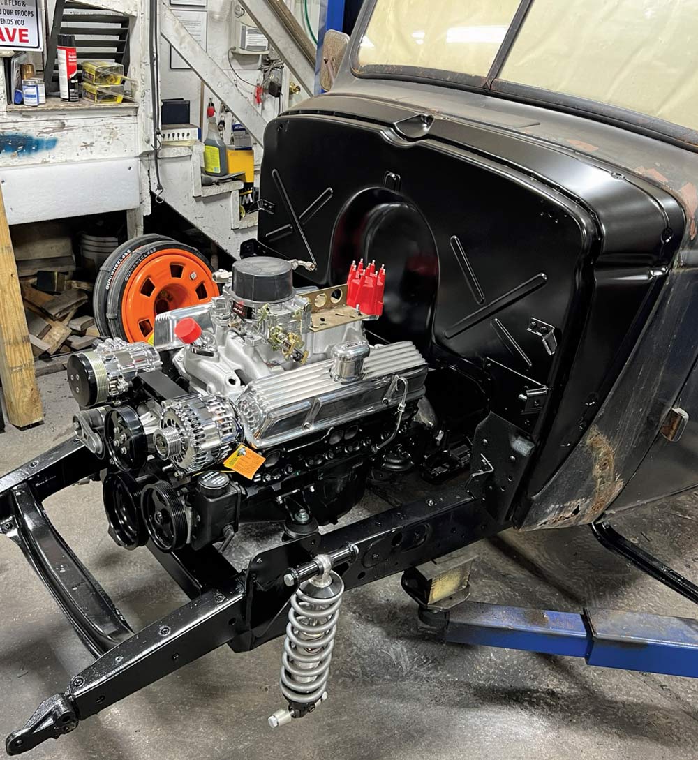 1946 Chevy V8 reinstalled after paint job