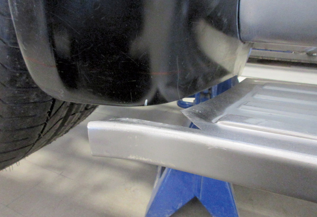Ford F100 running board fitment check near rear wheel