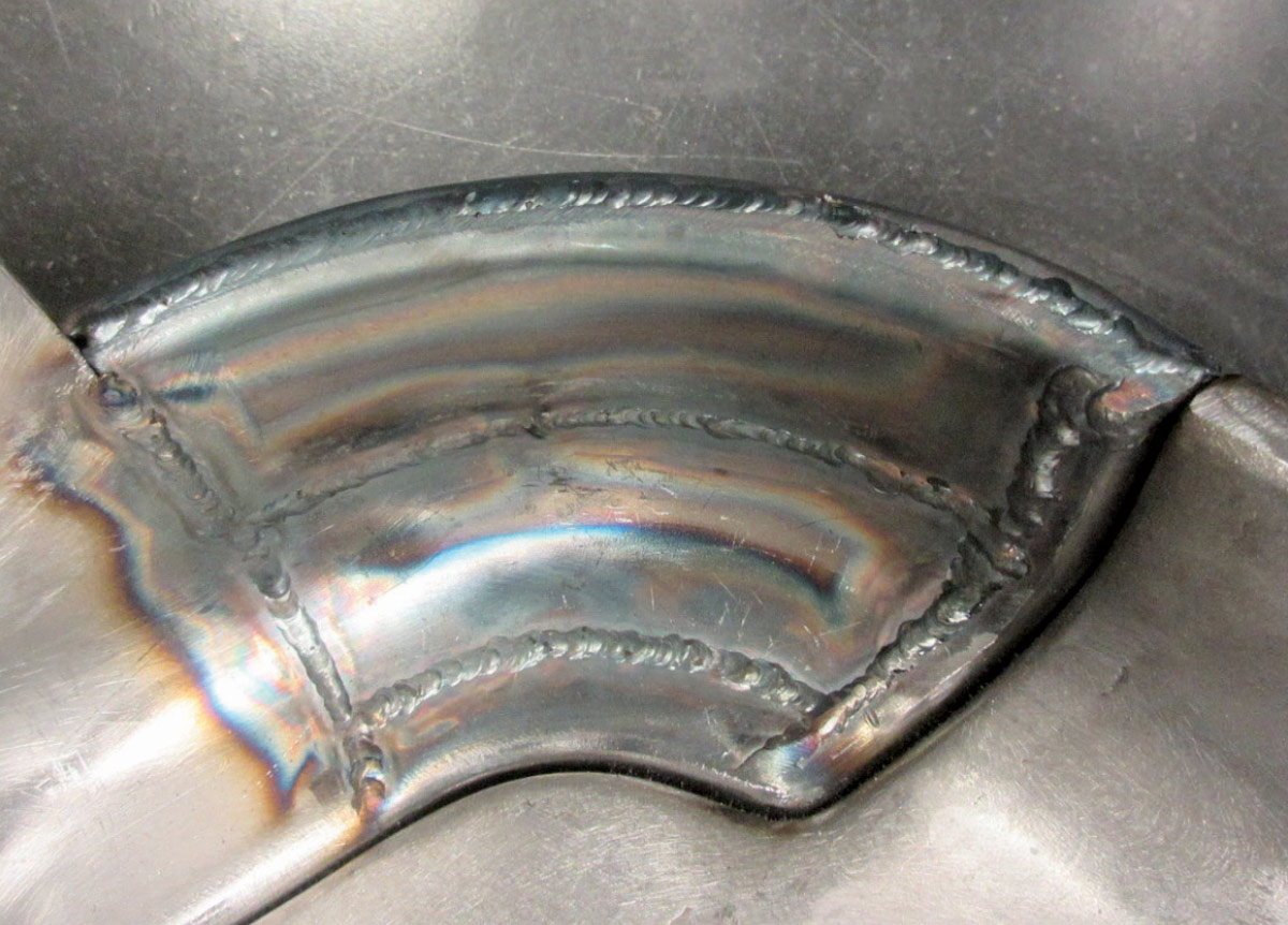 Ford F100 cab corner weld detail with smooth transition