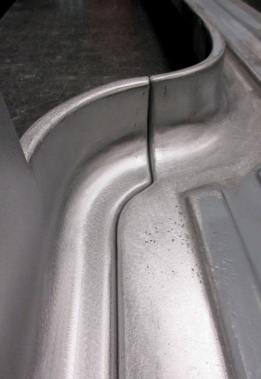 Ford F100 cab corner seam precision smoothed